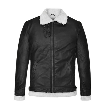 Mens B3 Aviator Black Leather Jacket