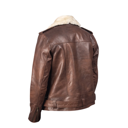 Mens Brown Leather Winter Protection Jacket
