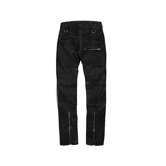 Mens Black Bolt Leather Pants