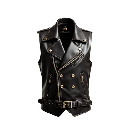 Men’s Premium Black Leather Vest
