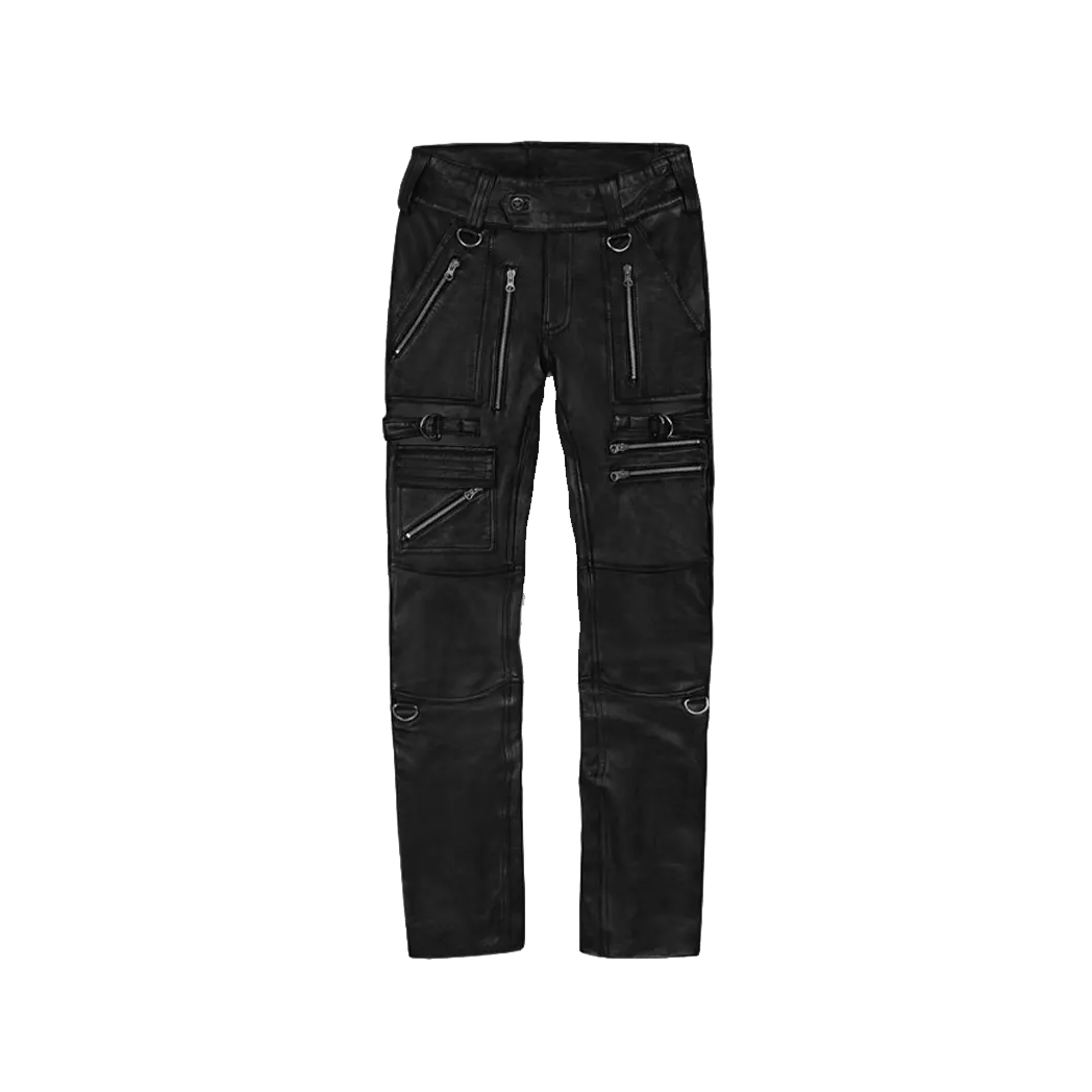 Mens Black Bolt Leather Pants