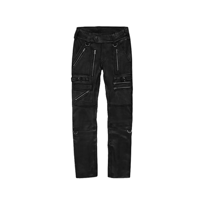 Mens Black Bolt Leather Pants