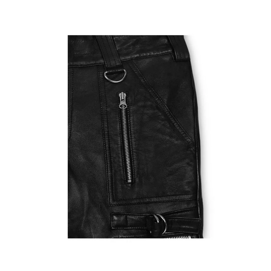 Mens Black Bolt Leather Pants
