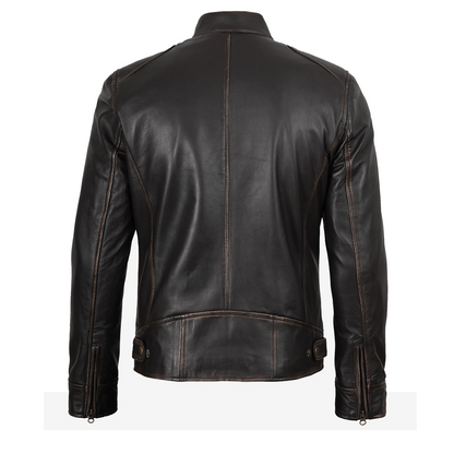 Men’s Distressed Brown Biker Leather Jacket