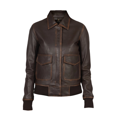 Women A-2 Brown Leather Jacket