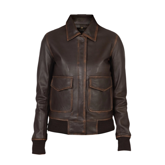 Women A-2 Brown Leather Jacket