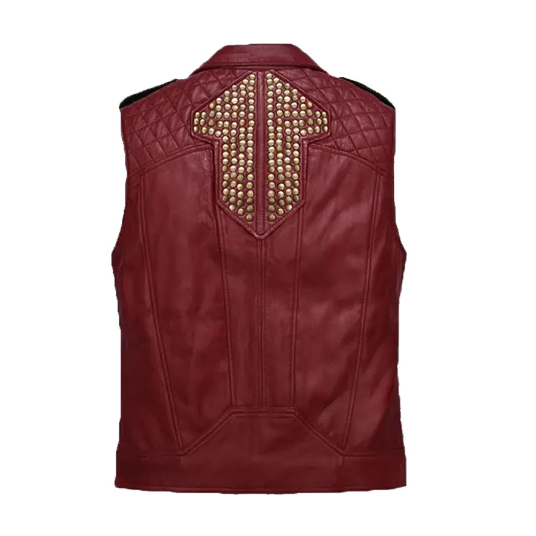 Men’s Red and Black Leather Vest