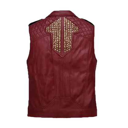 Men’s Red and Black Leather Vest