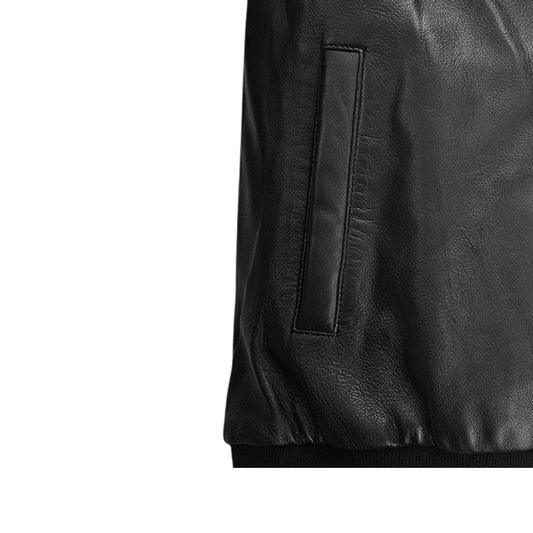 Mens Initials Black Leather Jacket