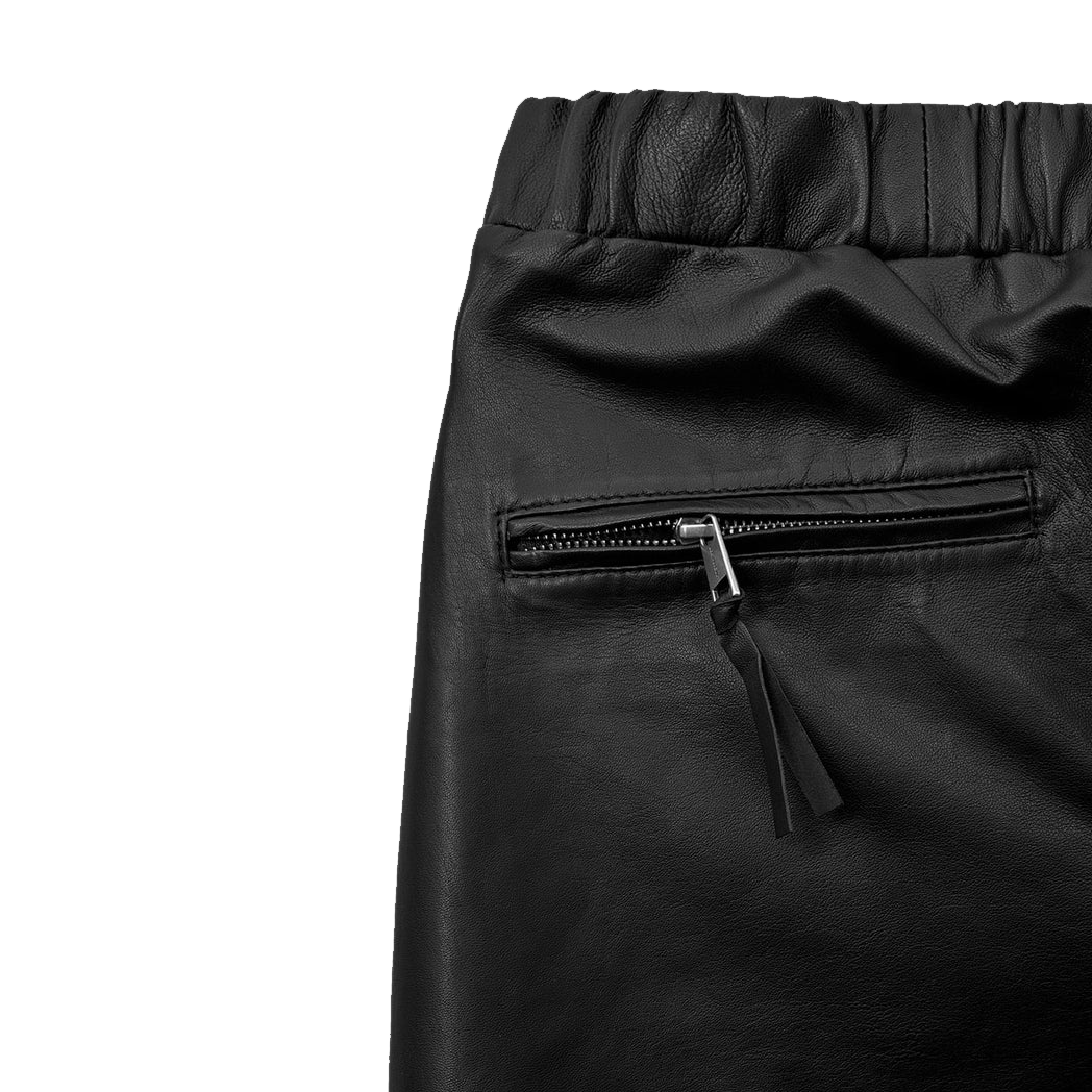 Mens Black Lushfit Jogging Leather Pants