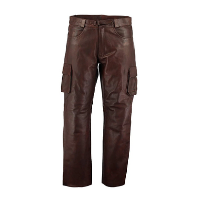 Mens Brown Cargo Leather Pants