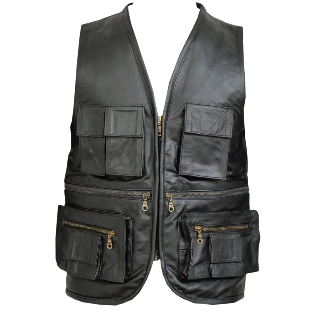 Men’s Vintage Brown Biker Leather Vest