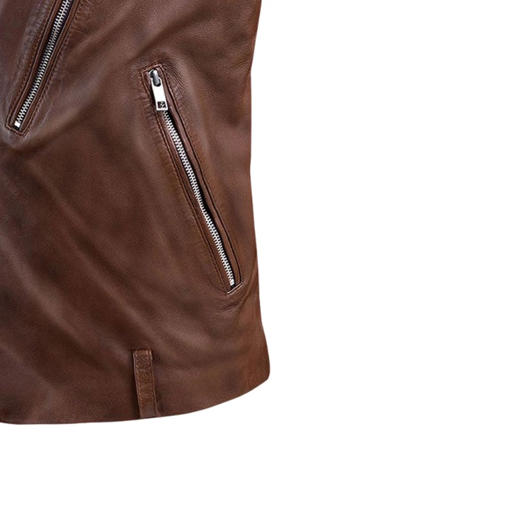 Mens Beast Spanish Brown Biker Leather Jacket