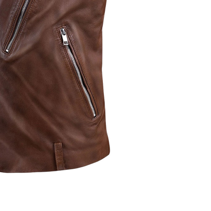 Mens Beast Spanish Brown Biker Leather Jacket