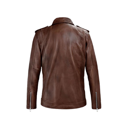 Mens Beast Spanish Brown Biker Leather Jacket