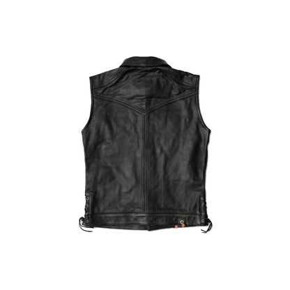 Men’s Black Full Grain Cowhide Leather Vest