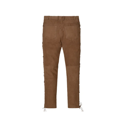 Mens Brown Suede Leather Pants