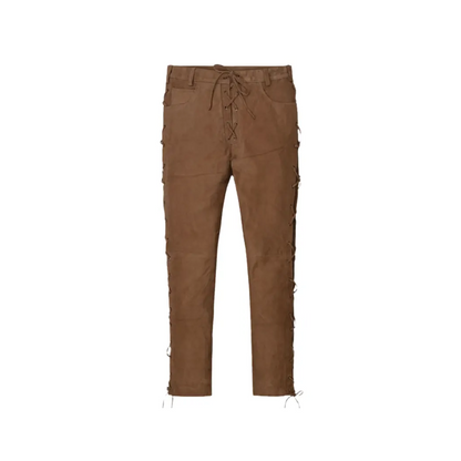 Mens Brown Suede Leather Pants
