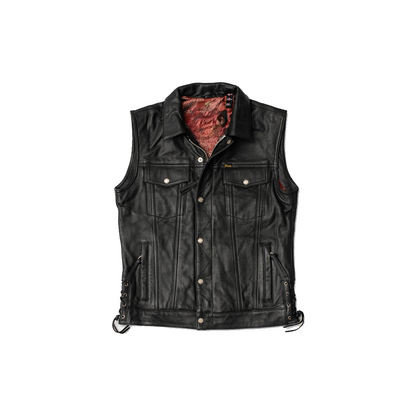 Men’s Black Full Grain Cowhide Leather Vest