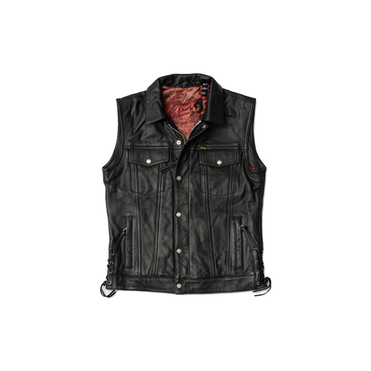 Men’s Black Full Grain Cowhide Leather Vest