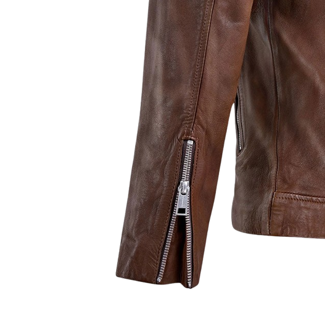 Mens Beast Spanish Brown Biker Leather Jacket