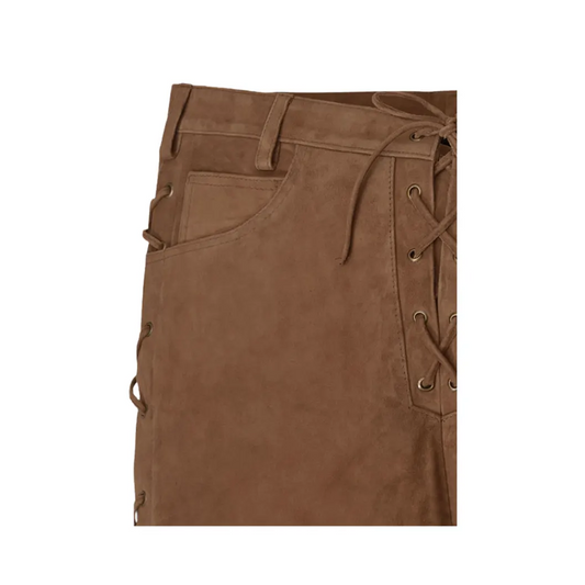 Mens Brown Suede Leather Pants