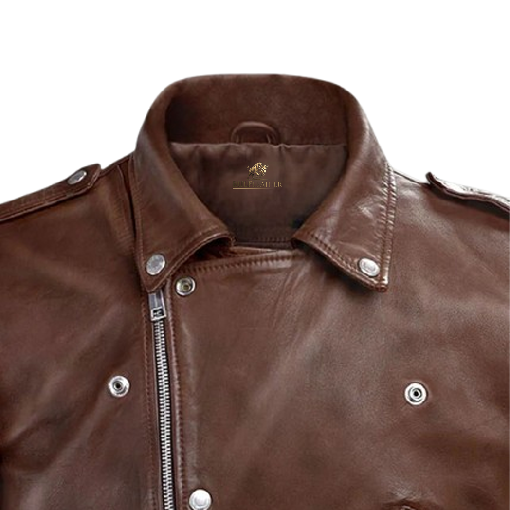 Mens Beast Spanish Brown Biker Leather Jacket