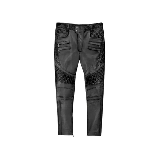 Mens Charcoal Leather Pants