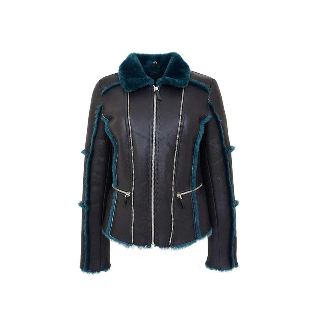 Womens Real Sheepskin Aviator Jacket