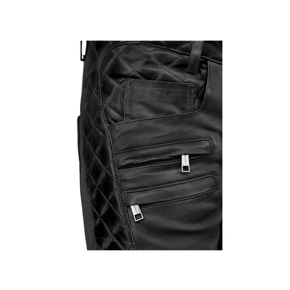 Mens Charcoal Leather Pants