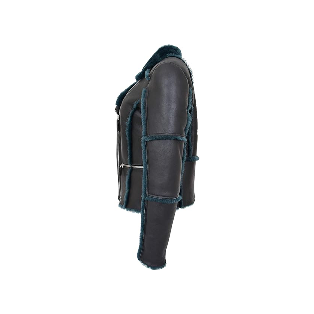 Womens Real Sheepskin Aviator Jacket