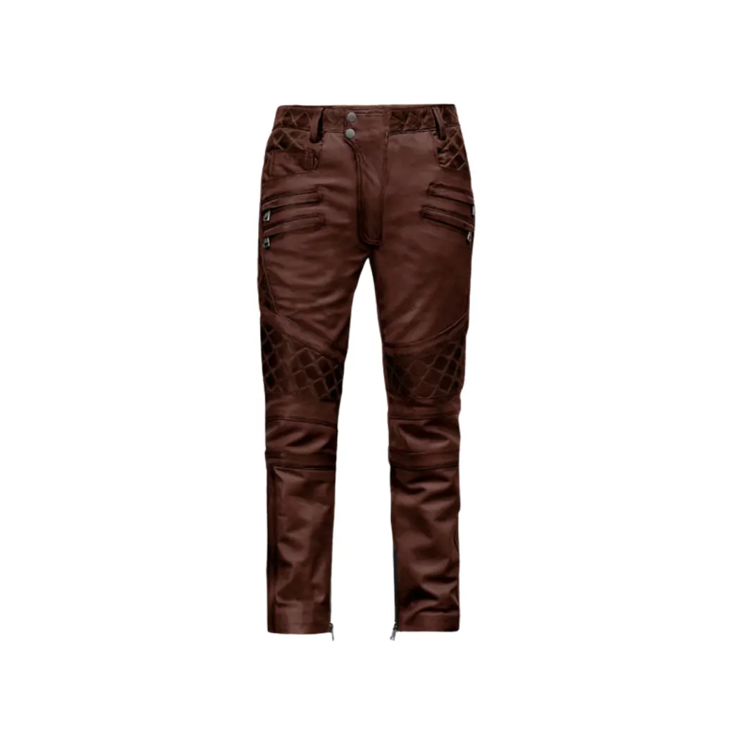 Mens Maroon Leather Pants