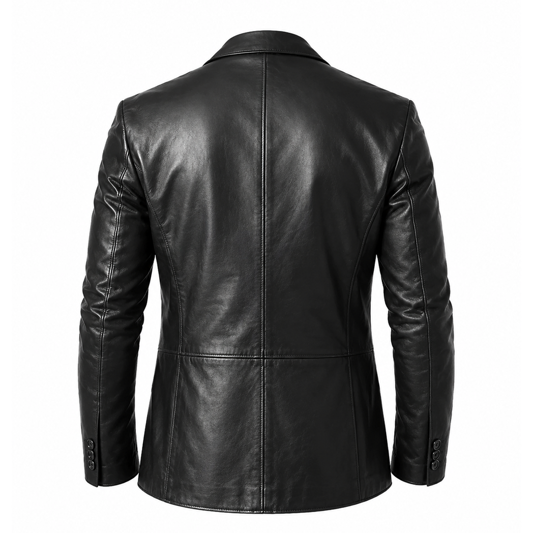 Men Distressed Leather Blazer
