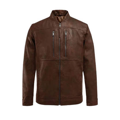 Mens Thunder Storm Spanish Brown Biker Leather Jacket