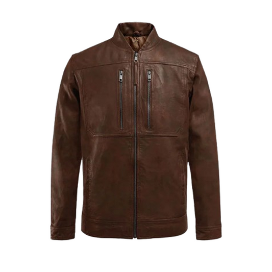 Mens Thunder Storm Spanish Brown Biker Leather Jacket