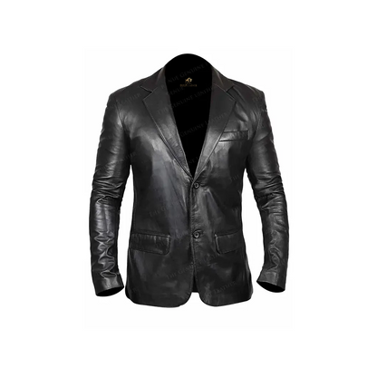 Men Distressed Leather Blazer