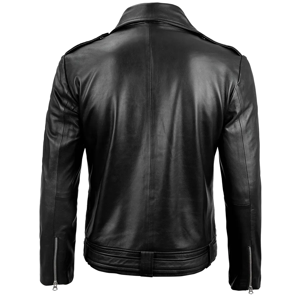 Men’s Black Leather Style Biker Jacket