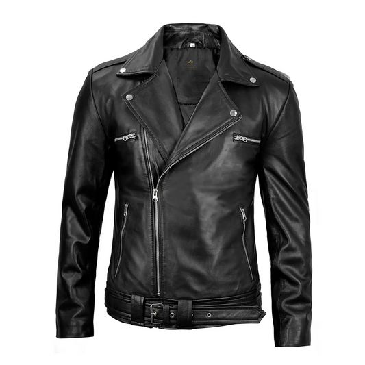 Men’s Black Leather Style Biker Jacket