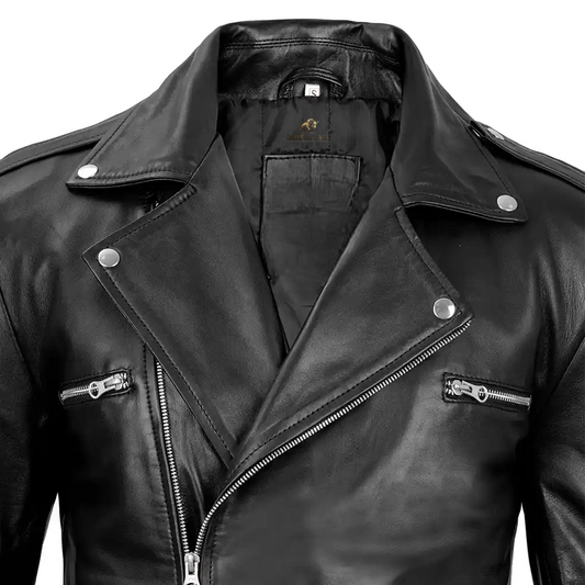 Men’s Black Leather Style Biker Jacket