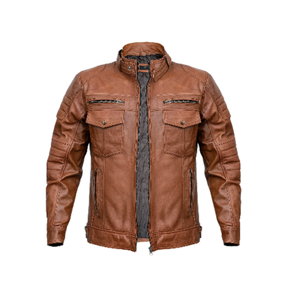 Mens Biker Brown Leather Jacket