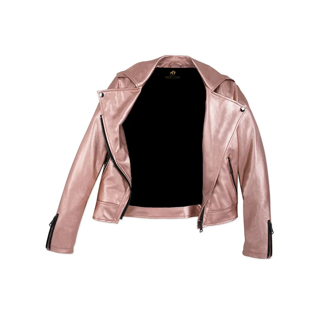 Women Pink Leather Jacket