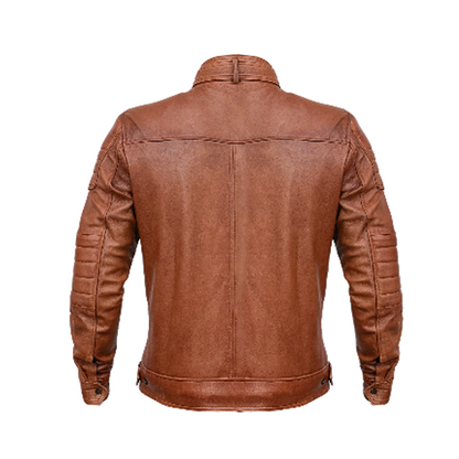 Mens Biker Brown Leather Jacket