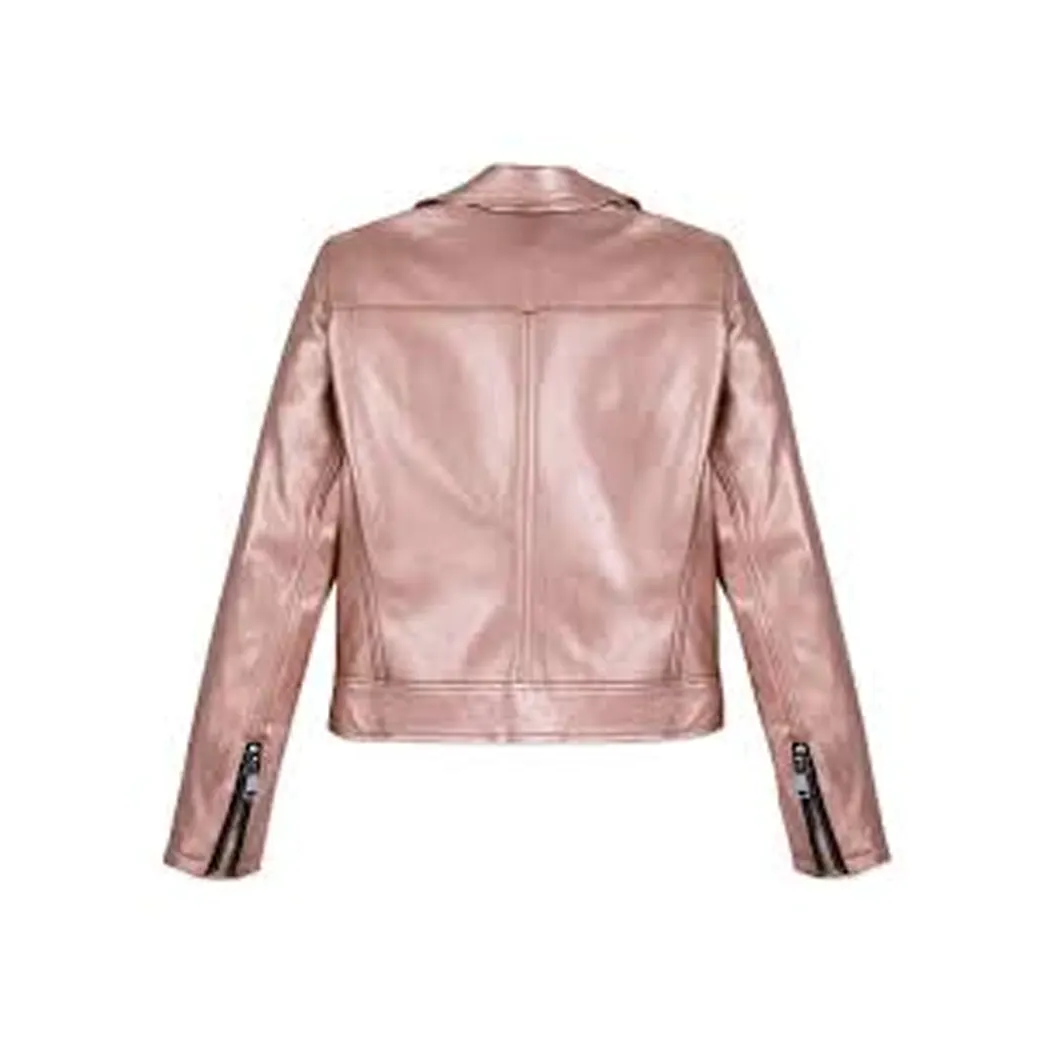 Women Pink Leather Jacket
