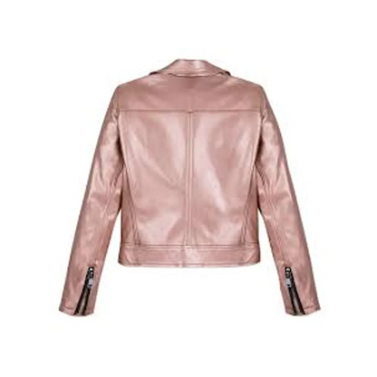 Women Pink Leather Jacket