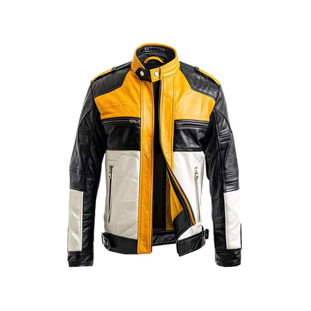 Men Vintage Cafe Racer Retro Leather Jacket