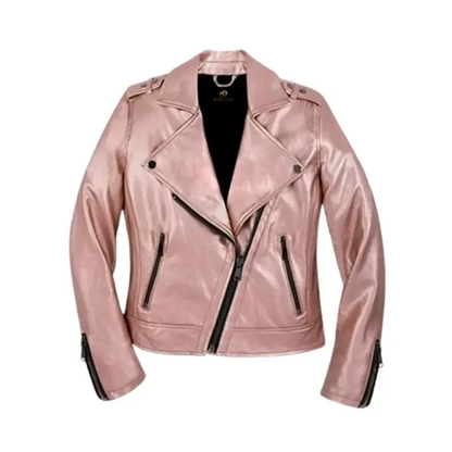 Women Pink Leather Jacket