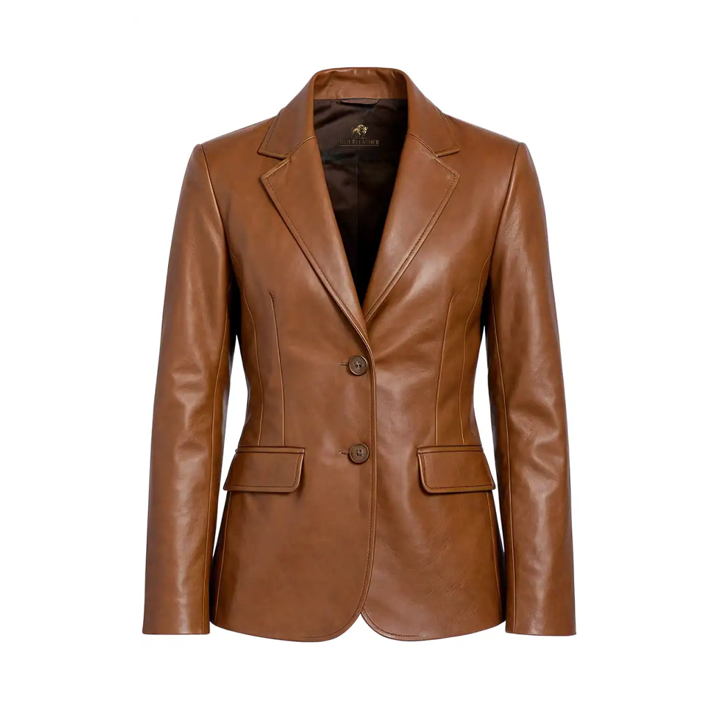 Women’s Brown Lambskin Leather Blazer