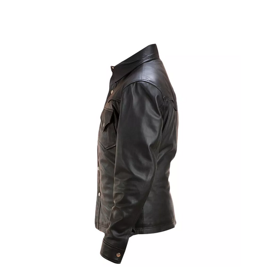 Black Mens Leather Shirt