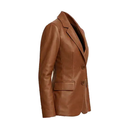 Women’s Brown Lambskin Leather Blazer