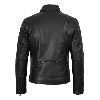 Men’s Harrington Style Black Leather Jacket